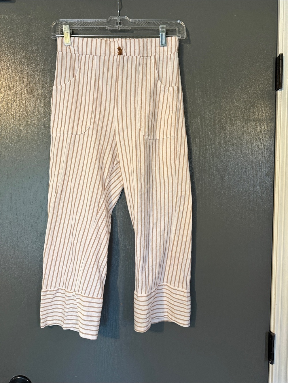 Mayoral Tan and White Striped Knit Kids Pants